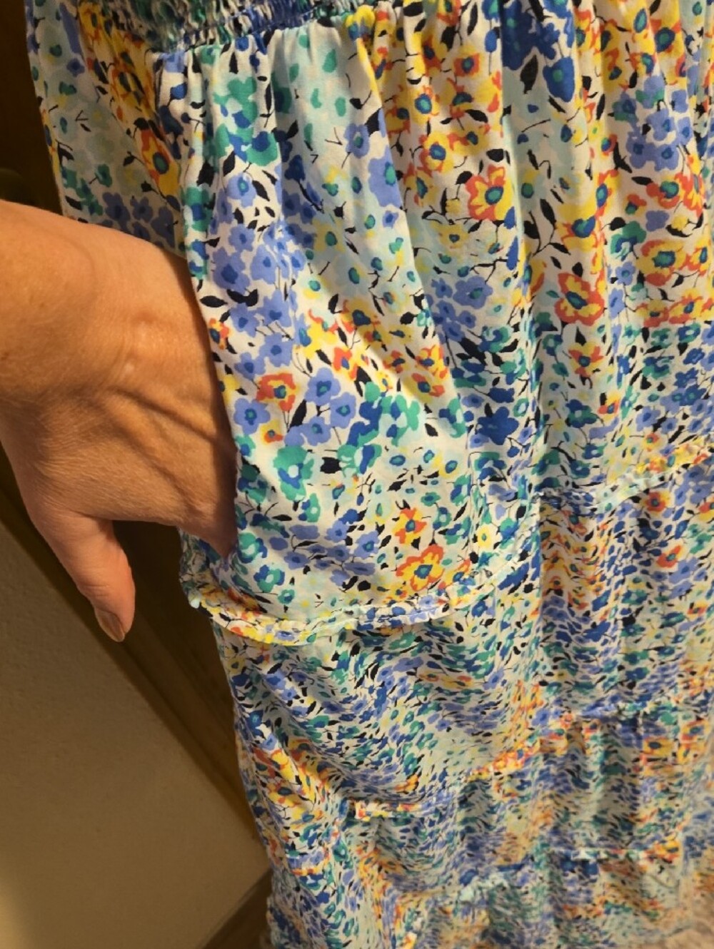 J. Crew Blue Floral Smocked Tiered Midi Dress - Picture 4 of 9